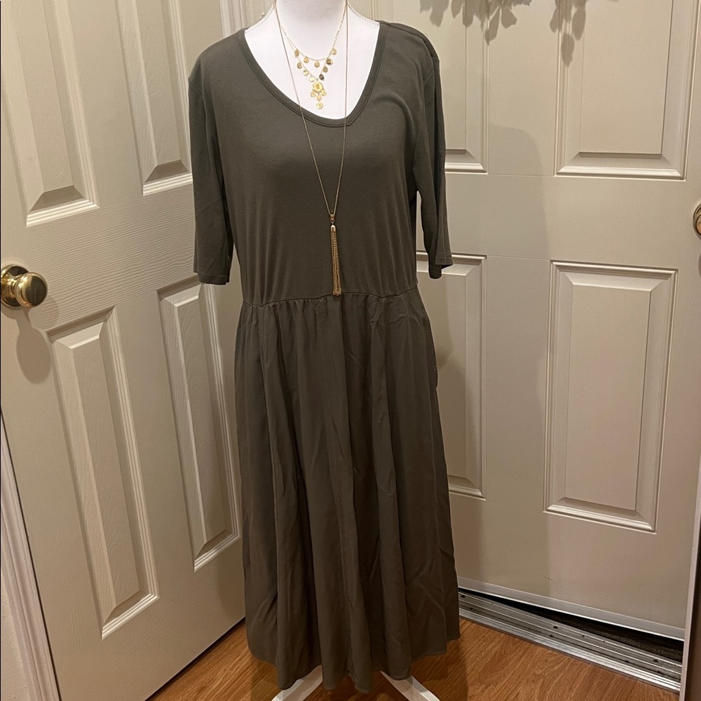 Peace Love World Dark Green Midi Dress